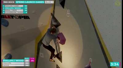 Finishing a competition boulder problem with one hand
