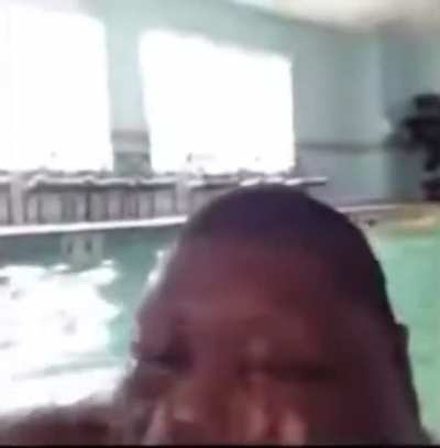 Fat black dude cries after going underwater 💀
