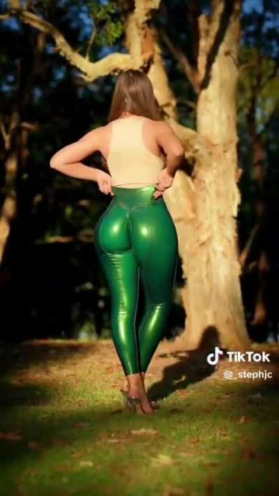 Leather leggings on her are fantastic 