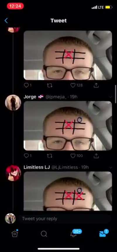 "They are playing Tic-Tac-Toe on my forhead"