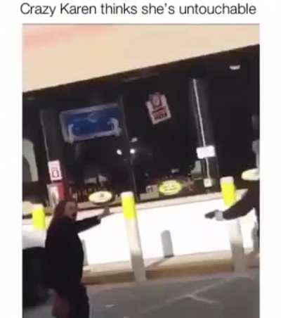 Karen tries to attack police officer with an open hand