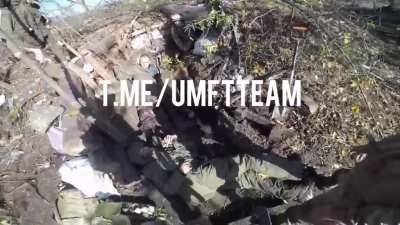 Russian soldiers surrender to Ukrainian forces.