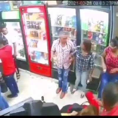 Young lady that isn't the fridge door handle