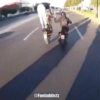 I&rsquo;ll just slam into the back of this car while doing a wheelie