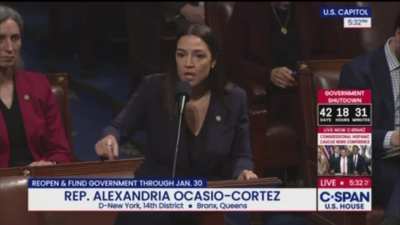 AOC: What we are debating right now is legislation that will give eight members of Senate over 1 million dollars, and we are robbing people of their food assistance and their healthcare to pay for it. How is this even on the floor?