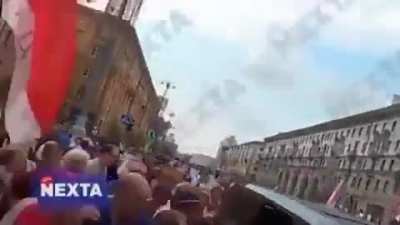 Secret police in Belarus gets their asses whooped by angry crowd.