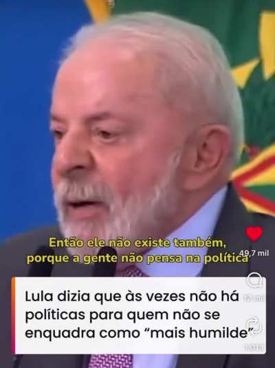 Presidente Lula falando sobre a import&acirc;ncia de pol&iacute;ticas para trabalhadores de renda m&eacute;dia: