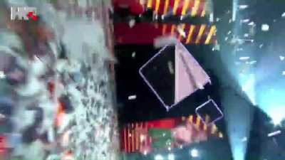 Steadicam operator falling during the winner's reprise of "Mama &Scaron;Č!"