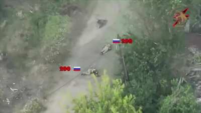 Accurate artillery fire eliminates 2 Russian soldiers located at Orlova Street, Vovchansk, Kharkiv Region.