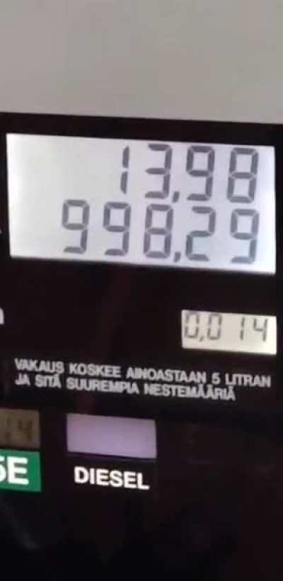 By some mistake the gas was priced at 0.014&euro;/l and some guy filled a 1000L Canister in Finland