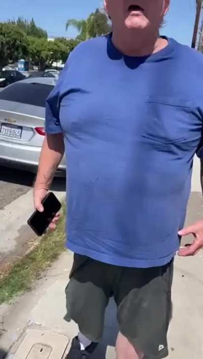 racist fat guy freaking out because Mexican guy is sell tamales outside of his house
