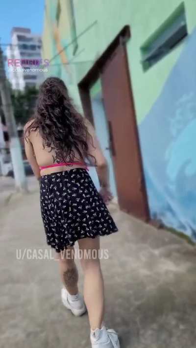 [GIF] Taking my panties off and flashing tits in the middle of the streets [GIF]