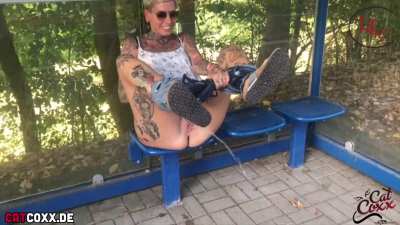At the bus stop