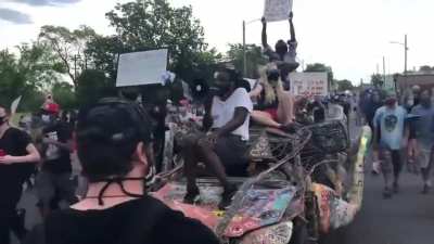A Protest in Detroit blasting a Dirtybird track with a new chant. Original track is "Line Five - Bruno Furlan"