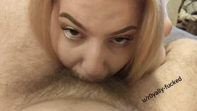 Tongue to balls while he cums