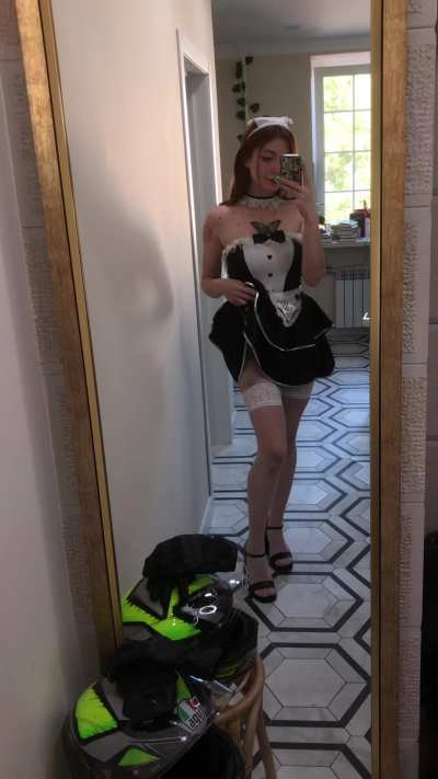 Dressed as a maid, but I have a few dirty thoughts&hellip; Care to hear them? 😈