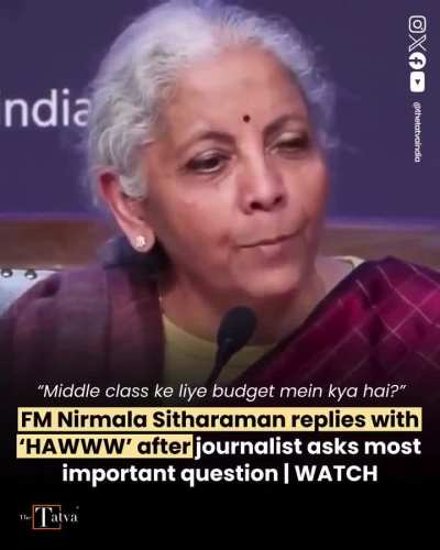 Indian Finance Minister Nirmala Sitharaman's response goes viral when asked "What is there for the middle class for this year's Budget?" Source: Sitharaman's reaction goes viral as reporter asks 'What is there for Middle Class in Budget?'