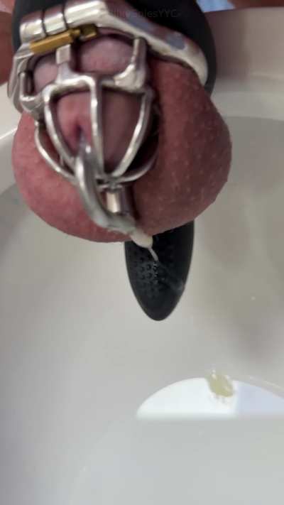 Forced-orgasm #3 from internet strangers. Anything I didn’t get into the toilet I had to clean up with my mouth 😣 [Link to toys in comments]
