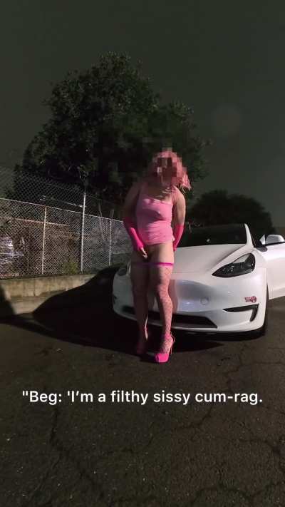 Pink Lipstick Sissy Rides Dildo in Public &amp;amp; Earns Pathetic Cum Reward 🩷