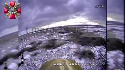 Ukrainian FPV Kamikaze Drone Operator Searching for a Target and Finds One