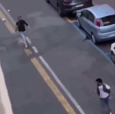 A man armed with an axe attacked several people in Central Milan, Italy today.