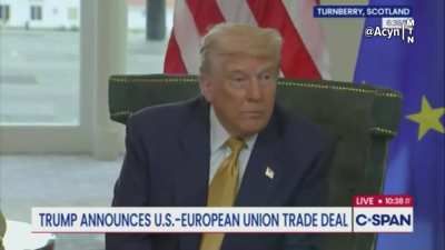 Trump when asked if the rush to get a tariff deal done was to knock Jeffrey Epstein's story out: 