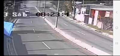 Speeding truck loses control and flips on its side after crashing