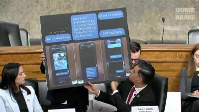 Congressional hearing Tuesday with US citizen Marimar Martinez, who was shot by ICE. Rep Garcia notes how the ICE agent bragged to his friends about shooting her, writing 'I fired 5 rounds, and she had 7 holes. Put that in your book, boys.
