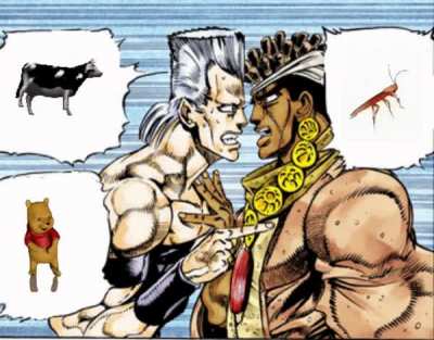 Avdol's making good points but Polnareff's spittin'