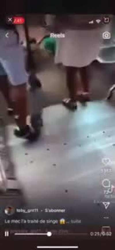 Punched and dragged out of a tram for calling a black guy a n&egrave;gro