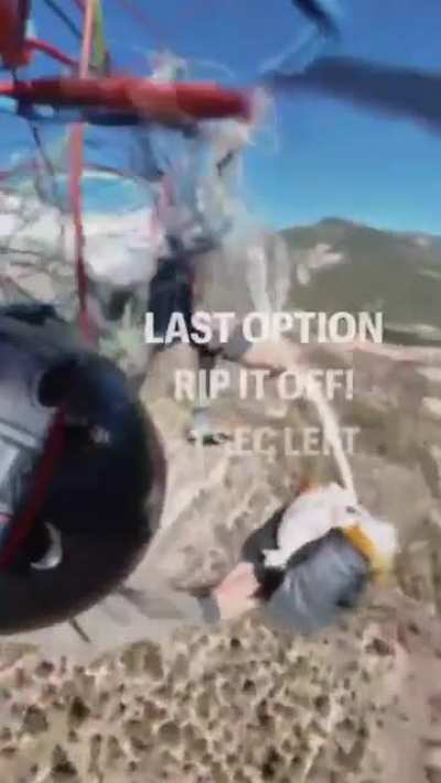 Paraglider gets tangled in chute, plummets towards the earth, opening emergency chute with literally 1 second to spare