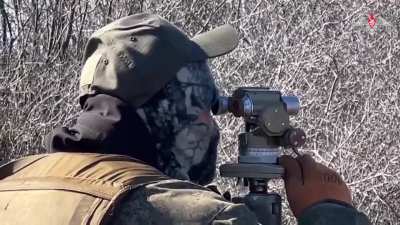 Russian 82mm Vasilyok Automatic Mortar In Action in October 2023 in Lugansk region