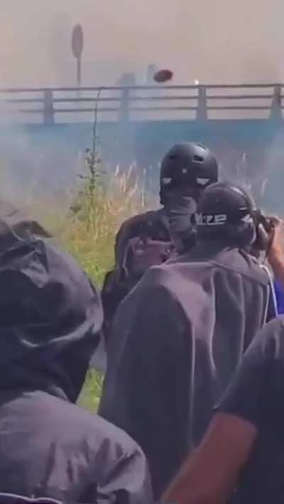 French police throwing grenades on protesters !