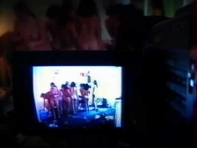 Ordinary French university girls lose bet against the boys, strip naked to promote a rave