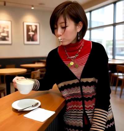 Mayli doing Mayli things (short hair cafe edition)