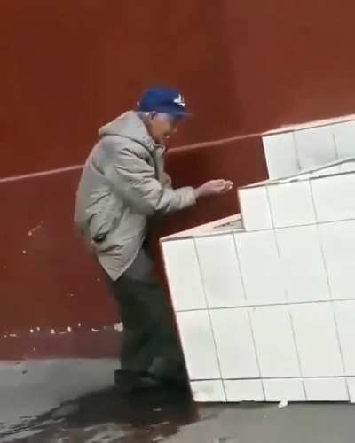 Old Man Helping Dog