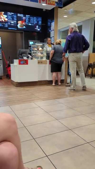 man doesn't like waiting at McDonald's and refuses to use a kiosk
