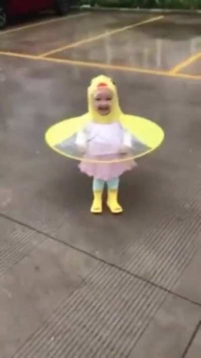 A cute little ducky enjoying the rain.