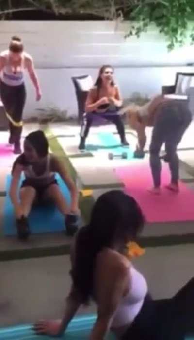In the middle of Yoga Class smfh