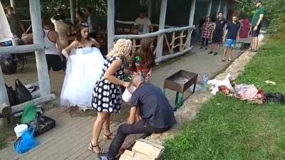 A normal wedding in Russia. Blogger fisherman accidentally stumbled upon a Russian wedding in the countryside.