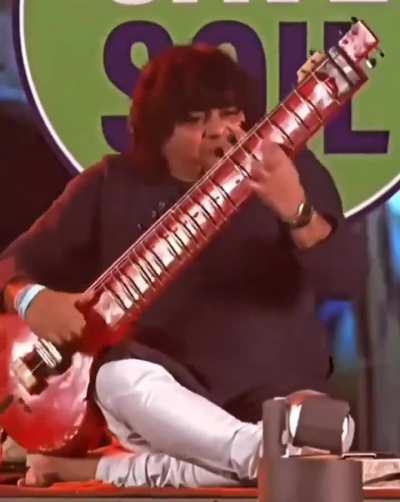 Niladri Kumar (musician) playing  Sitar.. Sitar is a traditional Indian musical instrument, that has totally different genre than this metal(ish) note he's playing. 