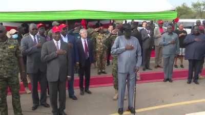 The president of South Sudan peed in his pants during the national anthem