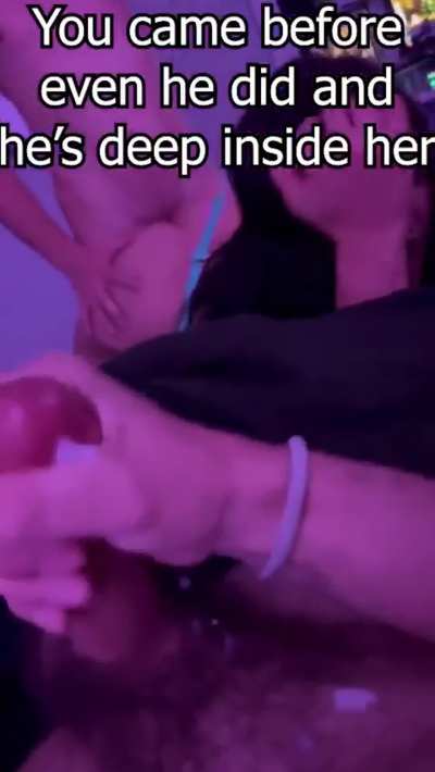 Cuck blows his load watching friend take is girlfriend
