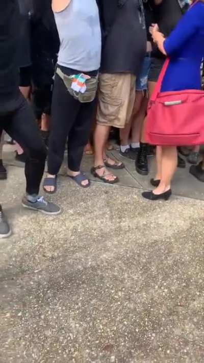 Protesters block the courthouse in New Orleans to prevent landlords from evicting people