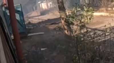 Ukranian Soldier Drops Russian Invader (Archive Footage)