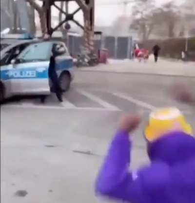 Black man comes face to face with the police.