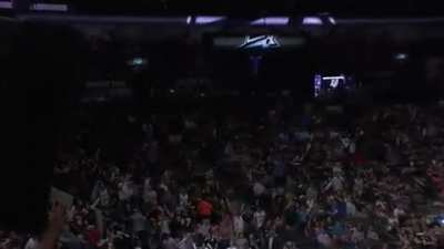 That's how you throw a tshirt to fans. ( source in the name of the clip)
