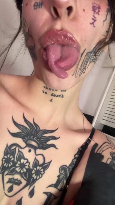 can you imagine this tongue being used to spit cum in your mouth