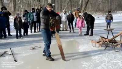 Ice harvesting like it was done in the 1800s