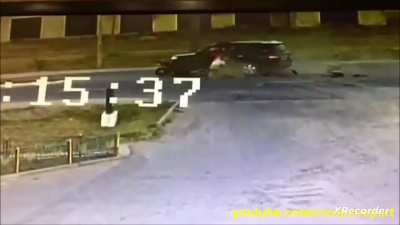 The fuck!motocycle passenger legs falling behind the car after impact,driver head doenst look good neither.extreme speed collision !